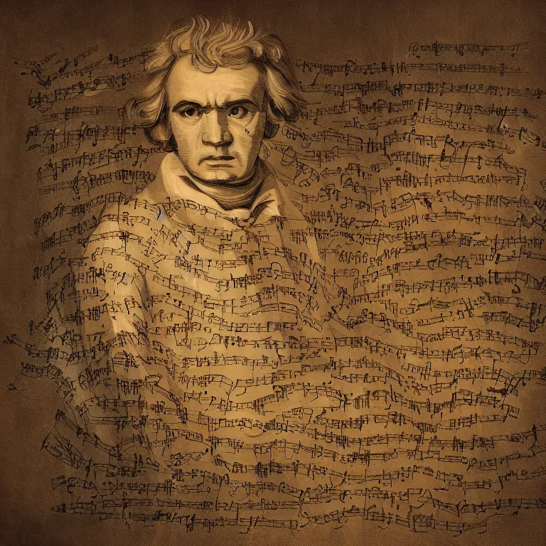 Prompt: An artwork visual representation of the music of Beethoven.