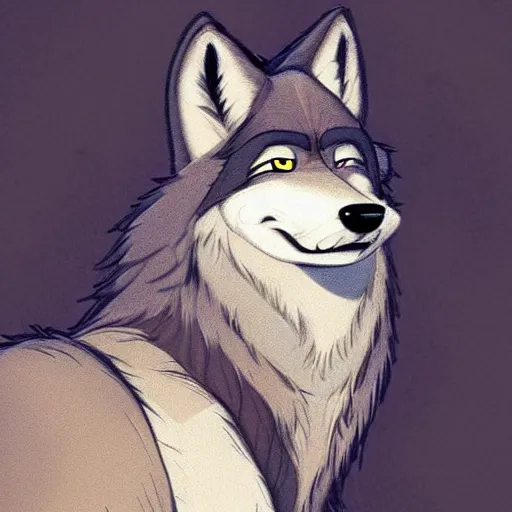 Image similar to beautiful furry art of wolf in smoking, high quality, detailed, zootopia style