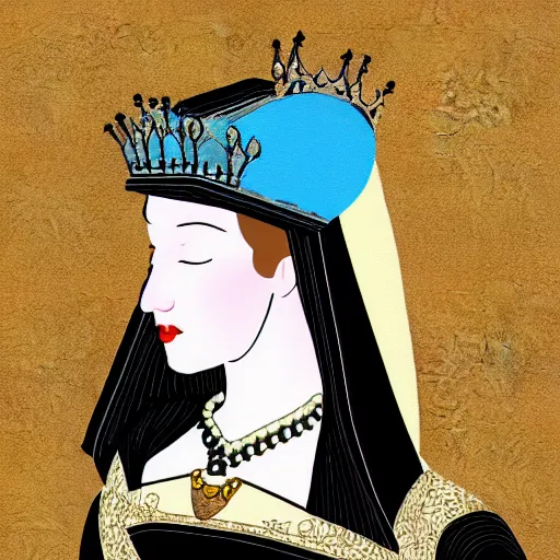 Image similar to avian Anne Boleyn, digital art