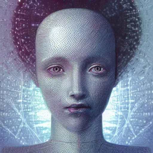 Prompt: beautiful detailed artistic portrait of an artificial intelligence. grainy and rough. fine detail. soft colour scheme. artistic painting by lurid ( 2 0 2 2 ). featured on deviantart.