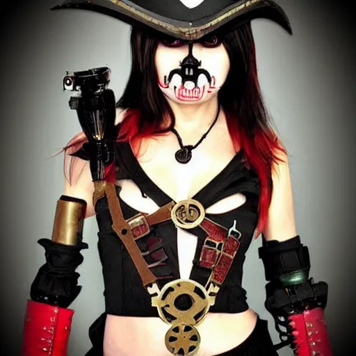 Image similar to Steampunk robot ninja pirate vampire cosplay