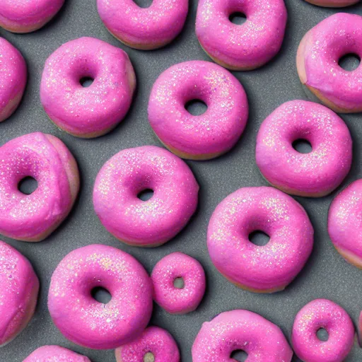 Image similar to millions and millions of Pink Frosted Sprinkle Covered Doughtnuts, a sea of Pink Frosted Sprinkle Covered Doughnuts, Unreal Engine 5 render, hyperrealistic, AAA game, incredible detail