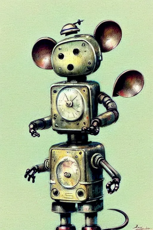 Image similar to (((((1950s retro robot mouse. muted colors.))))) by Jean-Baptiste Monge !!!!!!!!!!!!!!!!!!!!!!!!!!!!!!