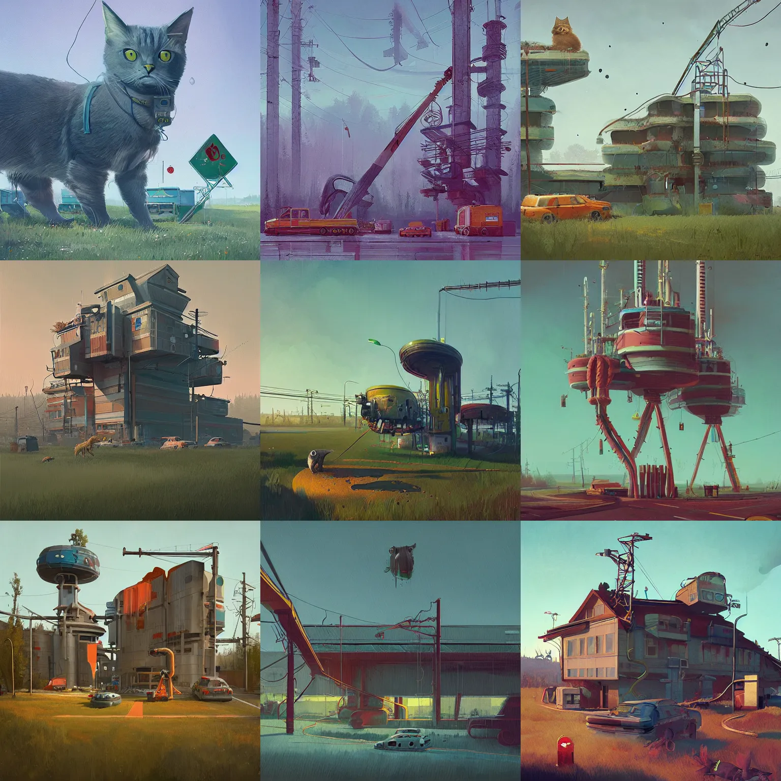 Prompt: stalenhag by cute cat simon