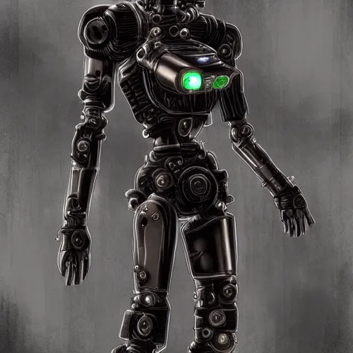 Prompt: a steampunk robotic human, dark background, super - detailed, photo - realistic, anime,