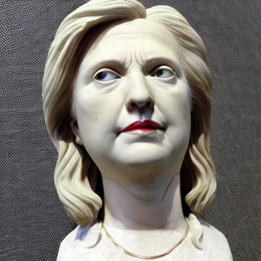 Image similar to lifelike marble bust of hillary clinton, artifact from ancient greece
