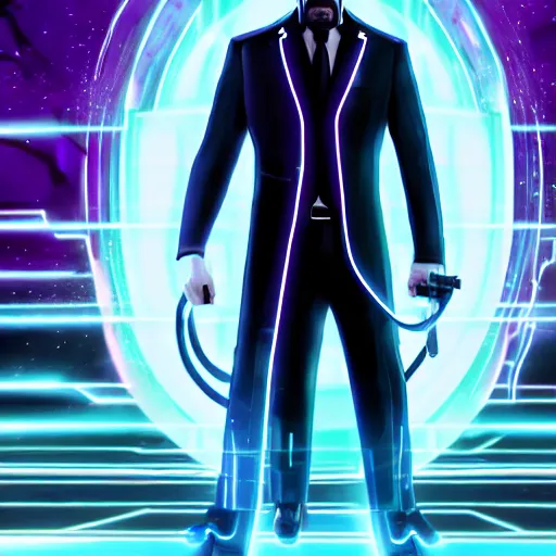 Image similar to john wick in the tron universe, 4 k