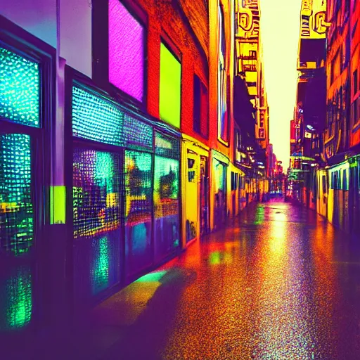 Image similar to photo of street city, disco colors