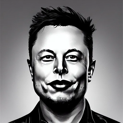 Image similar to matte portrait painting of elon musk as an alien