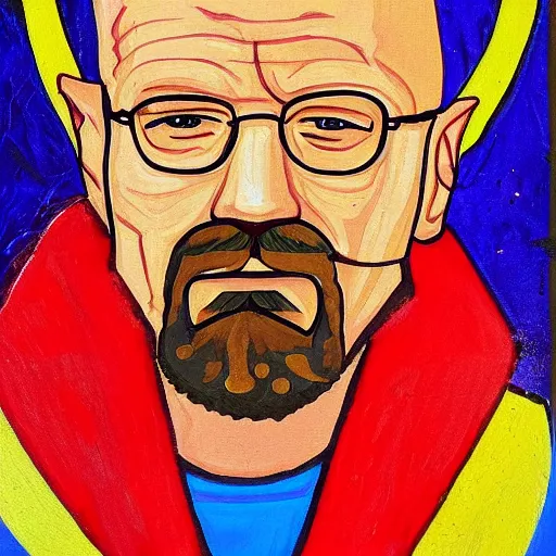 Prompt: byzantinian painting of walter white
