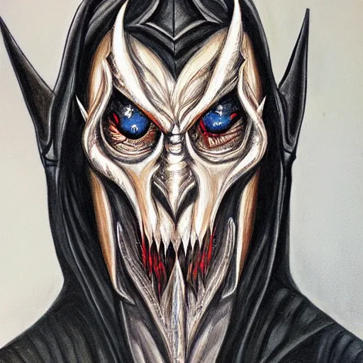 Image similar to painted self portrait of Sauron, realistic, sketch, hyperdetailed, by Anna Bregman