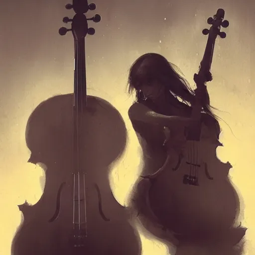 Image similar to eerie composition with electro guitar in cello shape by greg rutkowski