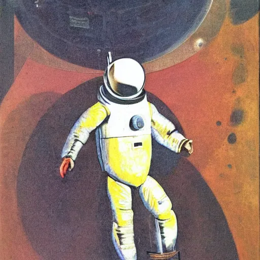 Prompt: portrait of First Man on Mars by Francis Bacon