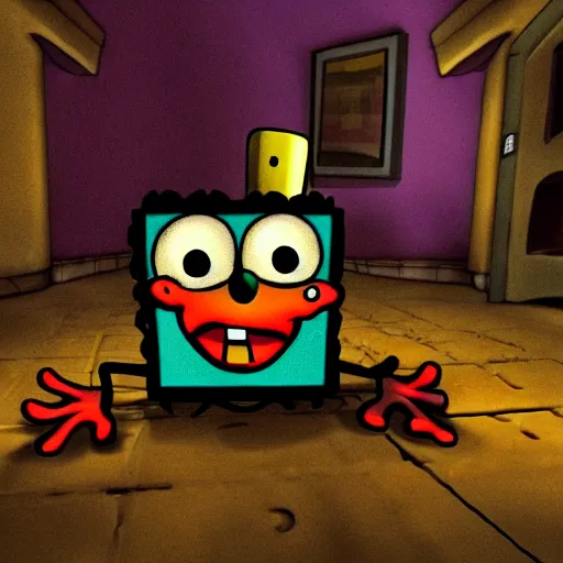 Image similar to scart sponge bob, horror, dark, scary