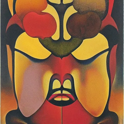 Image similar to floral face portrait by leonetto cappiello and wojciech siudmak and ernst fuchs, anni albers, oil on canvas