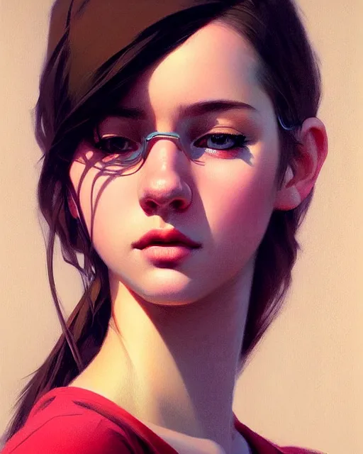 Prompt: stylized portrait of an artistic pose, composition, young hipster cute girl, realistic shaded, fine details, realistic shaded lighting poster by ilya kuvshinov, magali villeneuve, artgerm, jeremy lipkin and michael garmash and rob rey