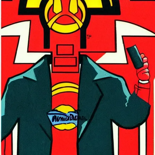 Image similar to the terminator works at McDonalds, painting by Steve Ditko