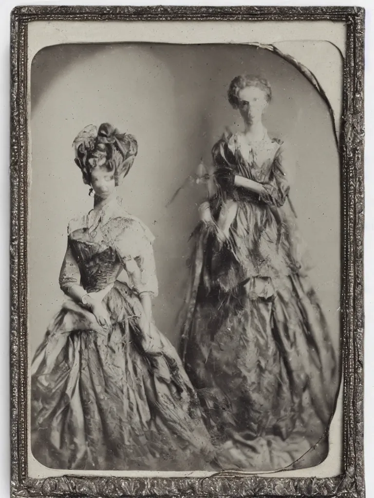 Image similar to portrait of a kangaroo dressed as a wealthy southern woman 1 8 5 0 s silver gelatin photo