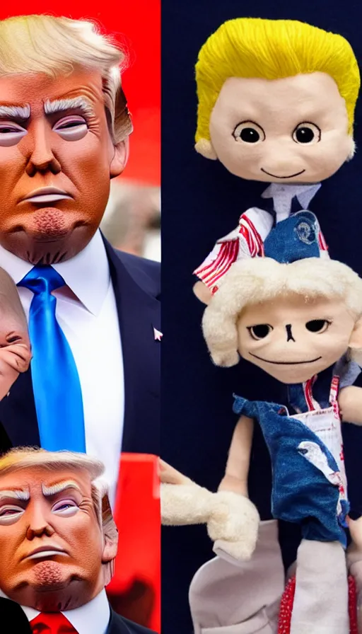 Image similar to donald trump trolls doll, cinema still