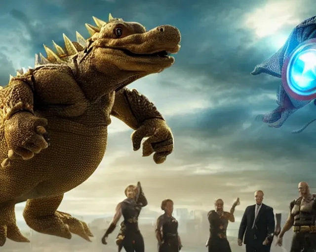 Image similar to a still of King Koopa in avengers(2012), cinematic shot