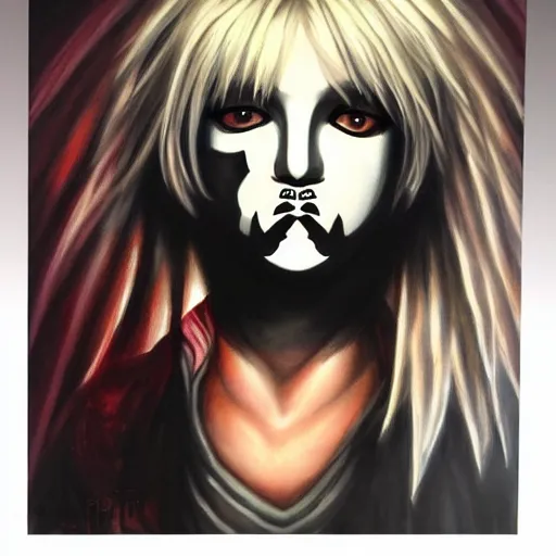 Image similar to detailed portrait of emo britney spears anime death note intricate, hyper detailed, realistic, oil painting, by julie bell, frank frazetta, cinematic lighting