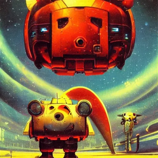 Image similar to a large anthropomorphic hamster shaped mecha by paul lehr and moebius