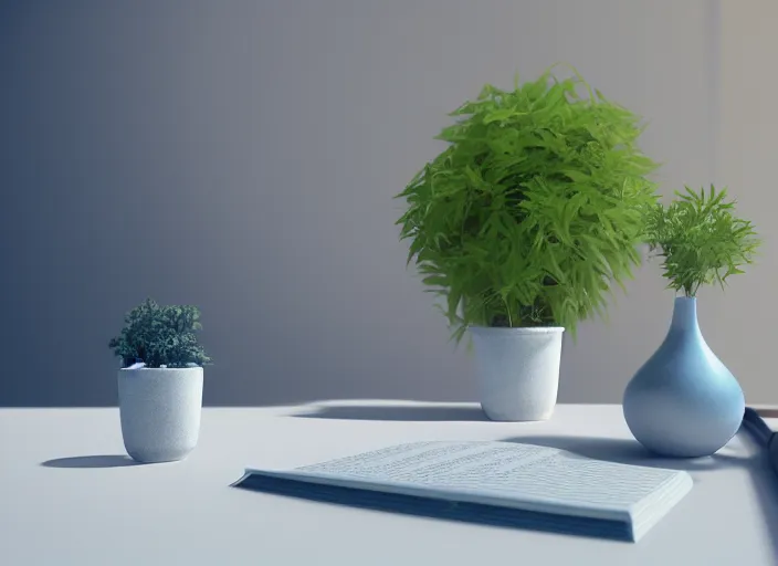 Prompt: a small miniature of a Denim Blue Audi A4 B6 on a white table near a book and a vase with a plant, 3d render, octane render, unreal engine 5, path tracing, serene landscape, calm, relaxing, beautiful landscape, highly detailed, high quality, 4k, symmetrical, low contrast