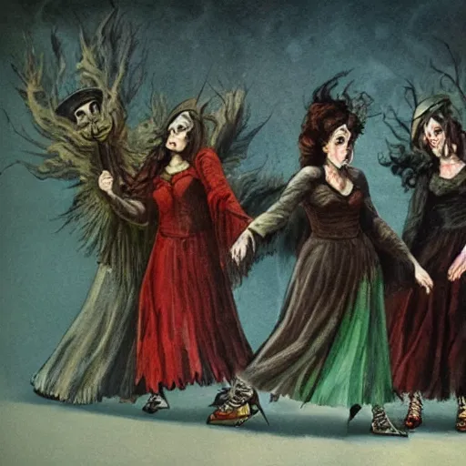 Prompt: the weird sisters from macbeth