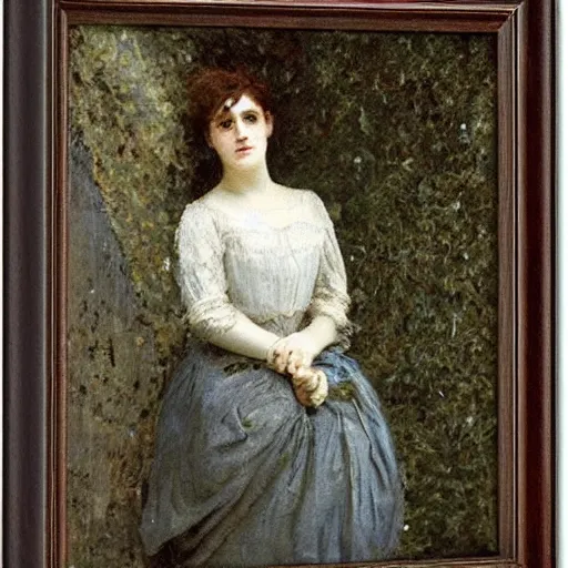 Prompt: young victorian woman lost in a labyrinth by alfred stevens