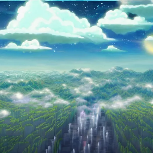 Prompt: this is a beautiful surreal scenery artwork from pixiv. it includes which is from a series of let me live as a cloud computing. insanely detailed, artstation!! pixiv!! infinitely detailed