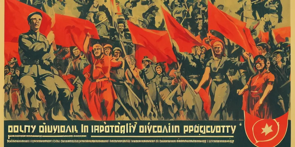 Image similar to diversity, equity, and inclusion program in style of Soviet propaganda, poster art, war, realistic, propaganda