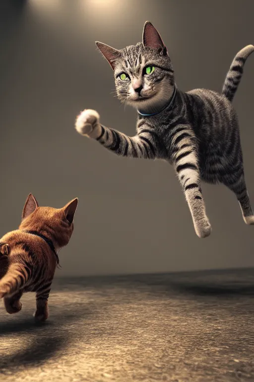 Image similar to cat running from nextbots, ultra realistic, concept art, intricate details, highly detailed, photorealistic, octane render, 8 k