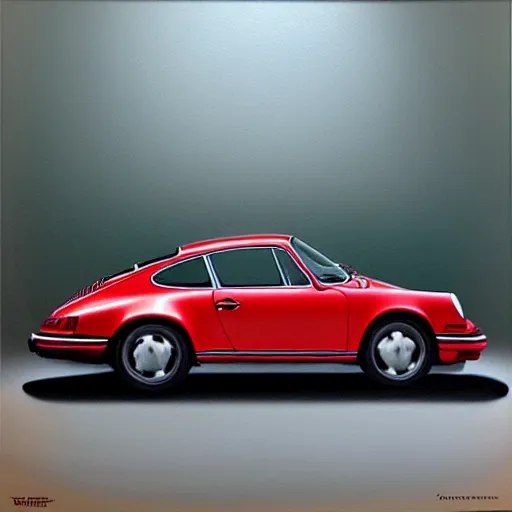 Image similar to A beautiful oil painting of a Porsche 911 Carrera 3.2, volumetric lighting, photorealistic, highly detailed.