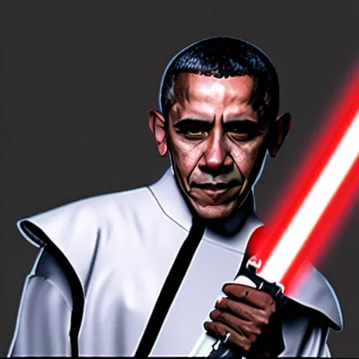 Prompt: barack obama as a starwars character!, holding a lightsaber, film still, ifx,