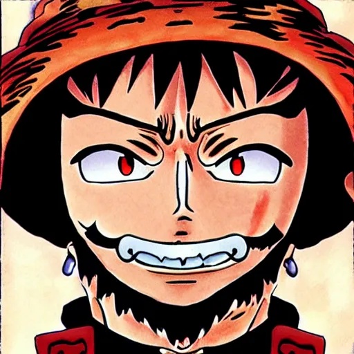 Image similar to [ luffy mustache ] ( by kentaro miura )