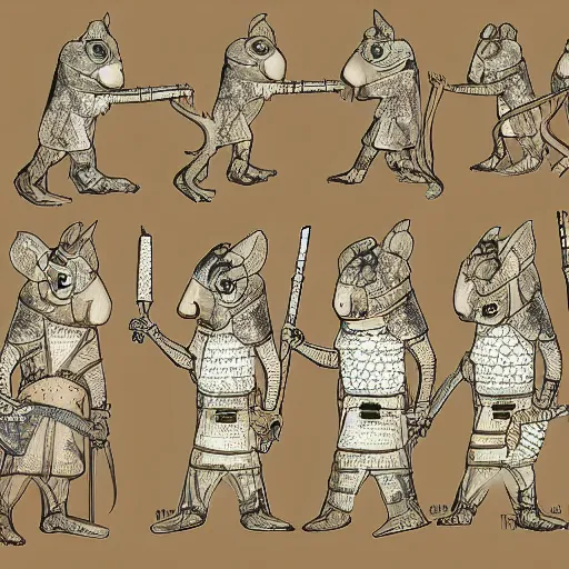 Image similar to phalanx of ashigaru mice, digital painting
