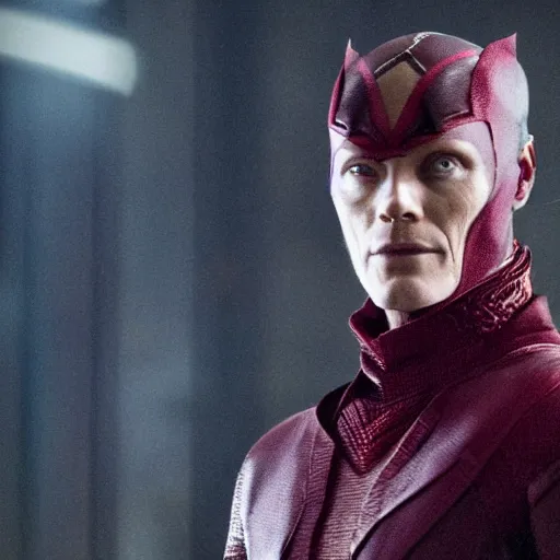 Prompt: Paul Bettany as the scarlet witch