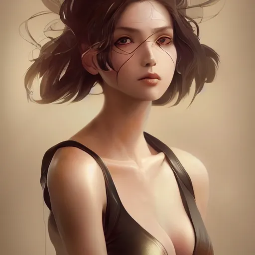 Prompt: Art station concept of a beautiful girls body, showing a lot of skin, hypnotic eyes, symmetrical face, by Stanley Artgerm Lau, WLOP, Rossdraws, James Jean, Andrei Riabovitchev, Marc Simonetti, and Sakimichan, trending on artstation