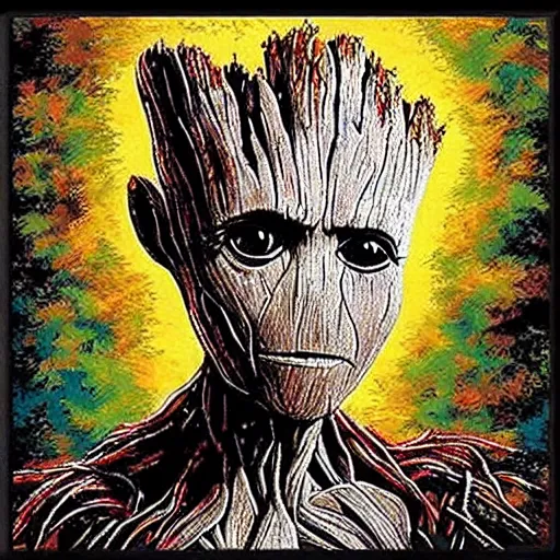Image similar to Groot as a paint by number canvas