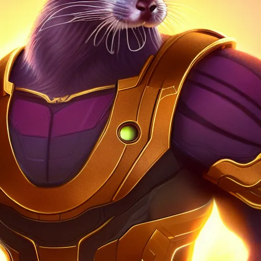 Prompt: a anthropomorphic ferret is thanos, hyperdetailed, artstation, cgsociety, 8 k