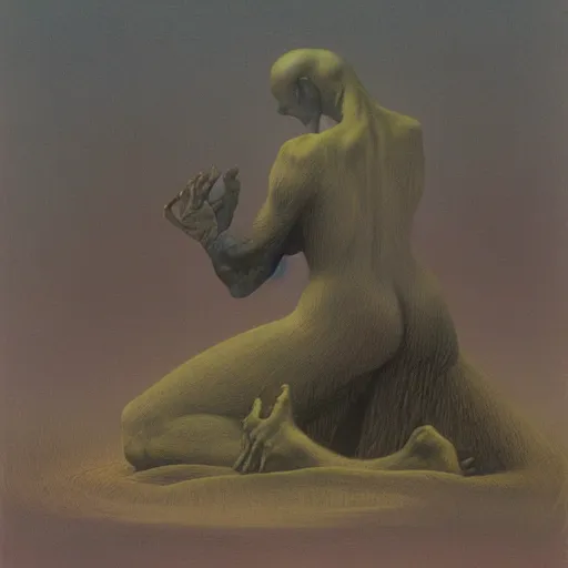 Image similar to depression as monster by zdzisław beksiński