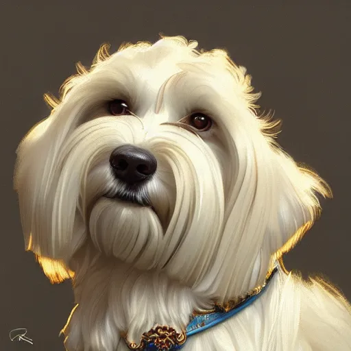 Image similar to beautiful detailed picture of a havanese dog, radiant light, art nouveau, intricate, elegant, highly detailed, my rendition, digital painting, artstation, concept art, smooth, sharp focus, illustration, art by artgerm and greg rutkowski and alphonse mucha