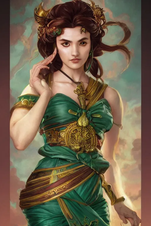 Image similar to Death tarot card design portraying Sailor Jupiter in ancient Java style, D&D, MtG art,fantasy, intricate, elegant, highly detailed, digital painting, artstation, concept art, smooth, sharp focus, hyperrealistic,illustration, art by artgerm and greg rutkowski and alphonse mucha