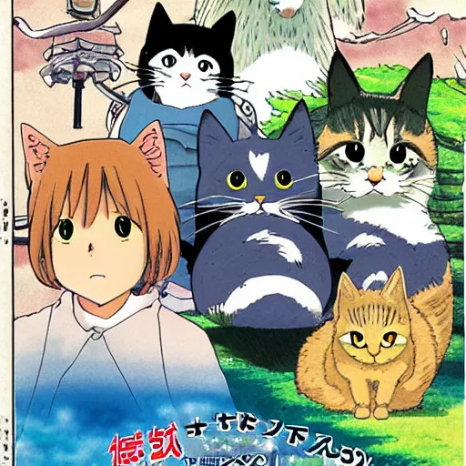 Image similar to studio ghibli tokyotv manga cat