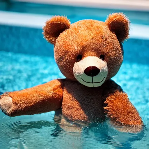 Image similar to teddy bear playing in the pool