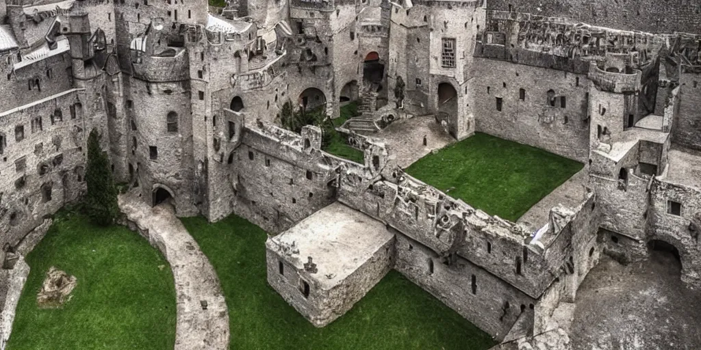 Prompt: huge underground medieval castle