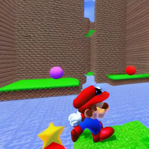 Image similar to VR screenshot of Super Mario 64