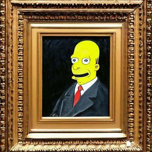 Image similar to a portrait painting of homer simpson painted by claude monet