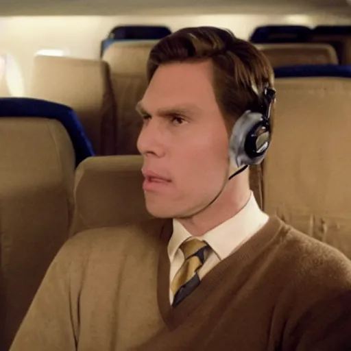 Image similar to Live Action Still of Jerma985 in Airplane!, real life, hyperrealistic, ultra realistic, realistic, highly detailed, epic, HD quality, 8k resolution, body and headshot, film still