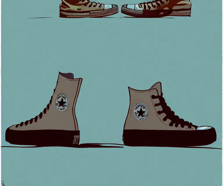 Prompt: the converse of the big, naturel, art style by atey ghailan, greg rutkowski, greg tocchini, james gilleard, joe gb fenton, in kaethe butcher, dynamic lighting, gradient light blue, brown, blonde cream and white color in scheme, grunge aesthetic